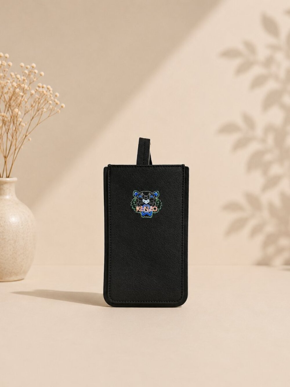 KENZO Paris Women's Black Mini Tiger Phone Shoulder Bag pouch gently preloved